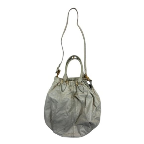 Miu Miu Ivory Leather Hobo Shoulder Bag Gold Hardware Purple Lining Y2K Vintage - Picture 1 of 16